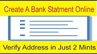 Online Address Verification in Just 2 Mints | Fake Bank Account Statement Free by Tani Forex