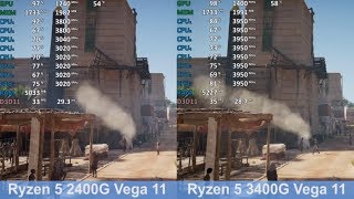 Ryzen 5 3400G vs Ryzen 5 2400G Vega 11 - Comparison - Clocks and Temperatures - Quick Test