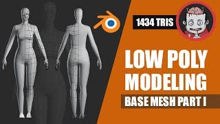 Low poly female base mesh modeling in blender