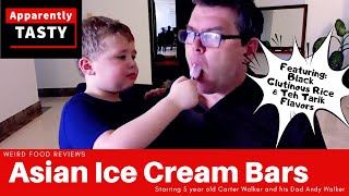 Black Glutinous Rice & Teh Tarik ice cream - Taste test by 5 year-old