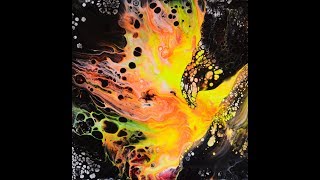 Акриловая заливка с флуоресцентными красками. Acrylic pouring,
