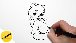 Как Нарисовать Кошку поэтапно для детей | как нарисовать легко и просто