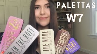 Swatches de las palettas de sombras de la marca w7