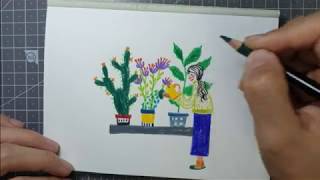 ASMR -색연필 드로잉,Colored pencil drawing easy_91#데일리 드로잉 #데일리 드로잉 기초 # 쉬운 그림 #귀여운 그림 #그림 쉽게 그리기 #귀여운그 림체