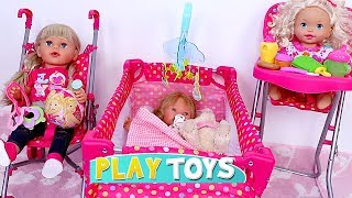 Baby Dolls House Toys! Play doll bedroom bed, stroller, wardrobe! ?