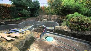 making a koi pond, koi pond construction