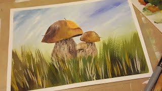 ?Рисуем грибочки гуашью! Запись трансляции!