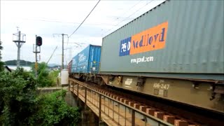JR貨物 EF66-127号機[吹](代走)+コキ26B　貨物列車1065レ【約7時間43分遅れ＆40ft海上コンテナ積載♪】