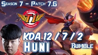 SKT T1 Huni RUMBLE vs KENNEN Top - Patch 7.6 KR Ranked