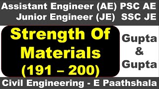 Strength of materials / SOM (191 to 200) - Gupta and gupta | sscje civil engineering | civil mcq que