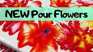 ACRYLIC POURING Blown Flowers with a Trick ? + Easy Leaves Technique & Negative Space (2019)