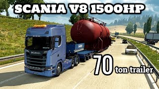 ETS2 Special Transport DLC[heat exchanger 70t] on Scania V8 1500HP Engine Pack
