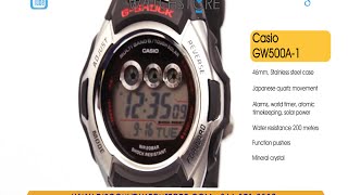 Casio GW500A-1 Men's G-Shock Black Resin Atomic 200M WR Dive Watch Review Video