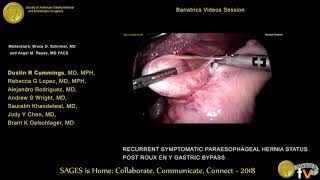 Recurrent symptomatic paraesophageal hernia status post Roux en Y gastric bypass