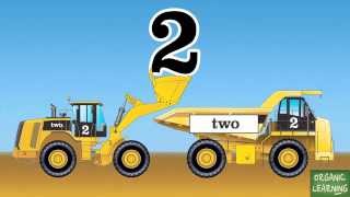 Wheel Loaders & Dump Trucks Teaching Numbers 1 to 10 - Learning Number Counting for Kids