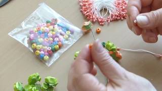 Кукла из капрона, сделать букетик цветов. A bouquet of flowers for the doll.