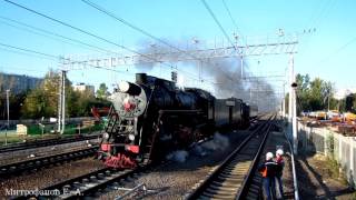 Паровозы Л-3653 (ТЧЭ-18)/Л-2057 (ТЧ-16) с туристическим поездом №922, Москва - Петушки.