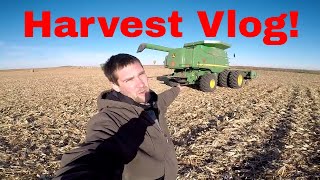 Full Day Harvest Vlog! Stuck Truck, Corn, Soybeans, Test Plot