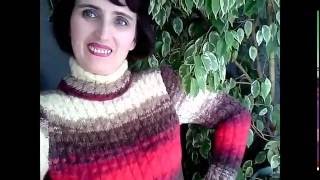 Свитер, связанный на спицах из пряжи Alize Angora Gold Batik. Knitted sweater on the needles