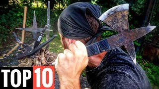 TOP 10 Throwing Weapons: Naruto Giant Shuriken (JoergSprave) Steel Cards