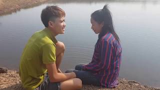 Short film a cow boy and a cow girl at the field and go to the pond
