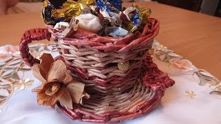 Плетение из газет Чашка How to make Paper Basket  newspapers Tutorial periódicos de tejer