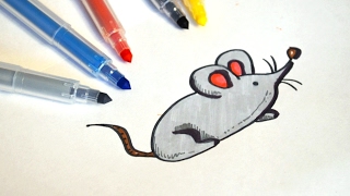Как нарисовать мышку. Рисуем МЫШЬ фломастерами. How to draw mouse