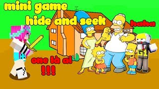 ONE VÀ NOOB YETI THỬ THÁCH CHƠI MINI GAME HIDE AND SEEK  SIMPSONS CỰC VUI TRONG MINECRAFT