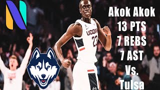 Akok Akok UCONN Huskies 13 PTS 7 REBS 7 BLK vs Tulsa | Arizona Transfer