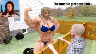 The muscle girl next door Female muscle growth transformation animation