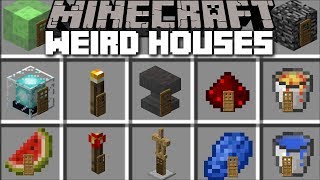 Minecraft WEIRD HOUSE MOD / SPAWN STRANGE HOUSES WITH BLOCKS!! Minecraft
