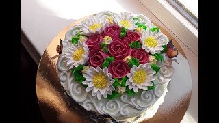 Красный бархат с ромашками