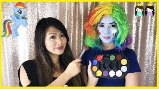 My Little Pony Rainbow Dash Halloween Makeup Tutorial with Princess ToysReview