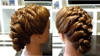 Объемная прическа в школу. Коса из жгутов. Hairstyle for school