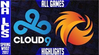 Cloud 9 vs Phoenix 1 Highlights All Games - NA LCS W9D2 Spring 2017 - C9 vs P1 All Games