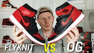 OG AIR JORDAN 1 BRED VS FLYKNIT AIR JORDAN 1 BRED
