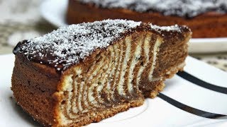 Торт Зебра на сметане | Рецепт торта к чаю