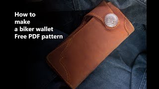 [leathercraft] how to make leather  biker wallet [free pdf pattern]