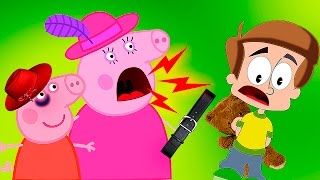 Свинке Пеппе поставили фингал! Мама свинка накричала на хулигана с ремнем мультики для детей