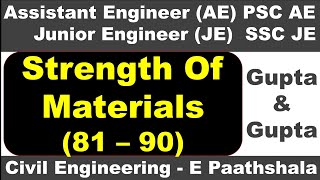 Strength of materials / SOM (81 to 90) - Gupta and gupta | sscje civil engineering | civil mcq quest