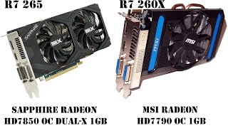 Sapphire HD7850 OC (R7 265-1GB) VS MSI HD7790 OC (R7 260X-1Gb), 3DMark, GTA V, Crysis 3,The Wicher 3