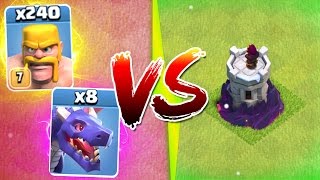 Clash Of Clans - 1 TROOP ARMY vs NEW MAX LEVEL WIZARD TOWER!!