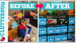 How to Organize Toys - Messy Monday - Before and After Toy Organization
