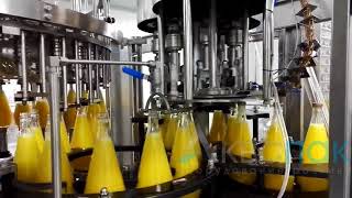 Триблок розлива сока в Стеклянную бутылку