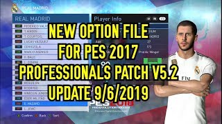 PES 2017 | Option File For PES Professionals Patch V5.2 #9/06/2019