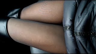 Legs in Pantyhose in the Car