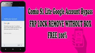 How To Gogle Account bypass Frp Lock Remove Comio S1 Lite Without Box  Hindi Me