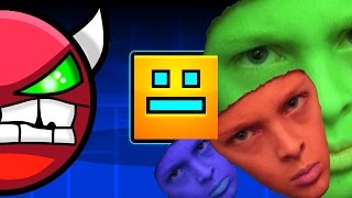 БЕШЕНЫЙ КУБИК Играем НА ЩЕЛБАНЫ в GEOMETRY DASH папа с сыном играют в геометри даш И ПРОИГРЫВАЮТ 100