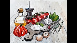 Мастер-класс по скетчингу «Итальянский завтрак». Рисуем акварельный food-скетч.