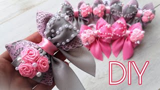 Просто добавили бусин....Нежные Бантики из лент с бусинами / Канзаши /DIY Voropaeva